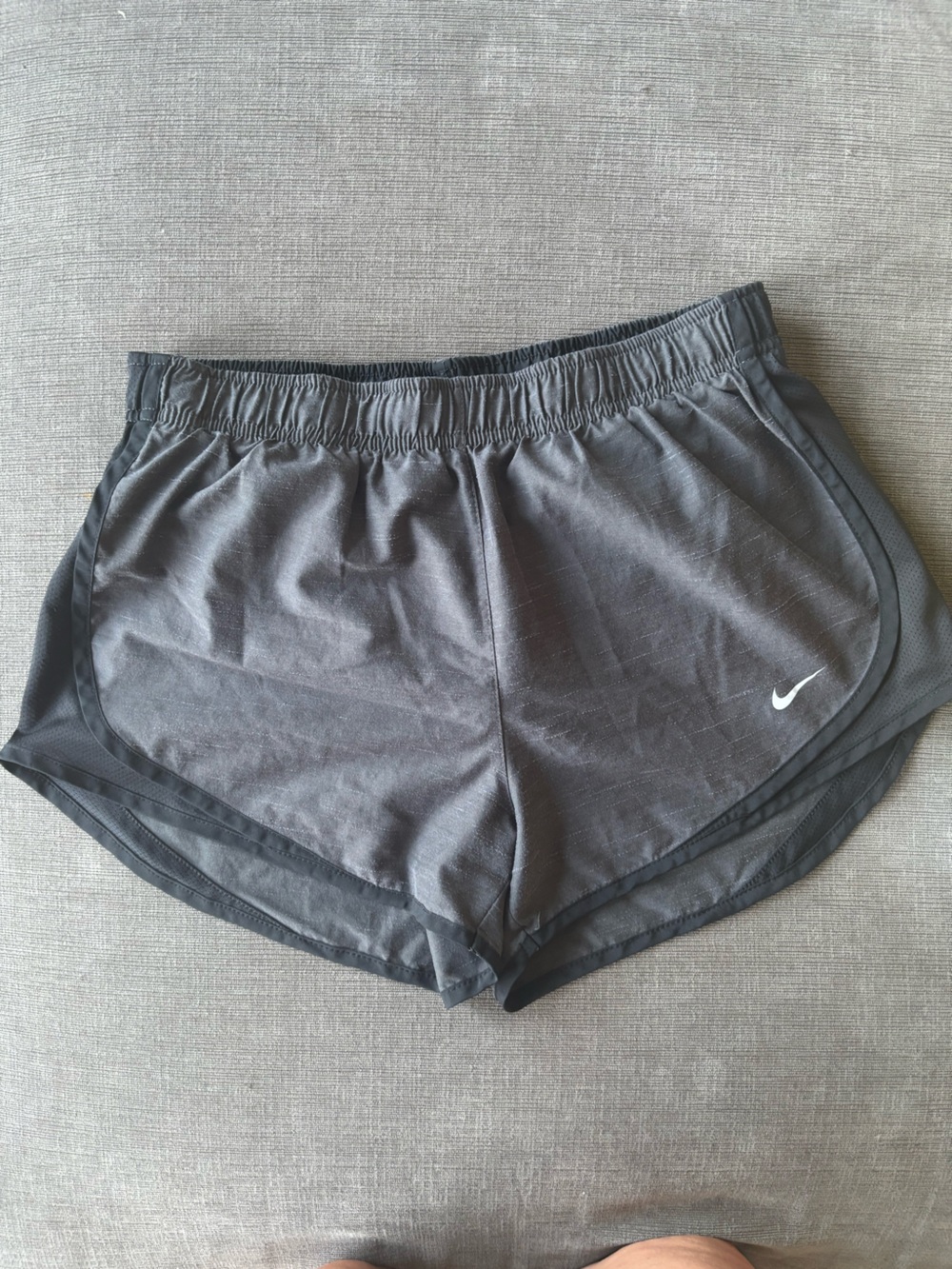Nike women’s size medium black gray dri-fit running exercise shorts